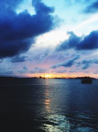 Scenic view of sea against cloudy sky