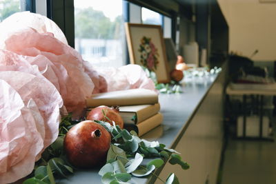 Close-up of fruits on table at home