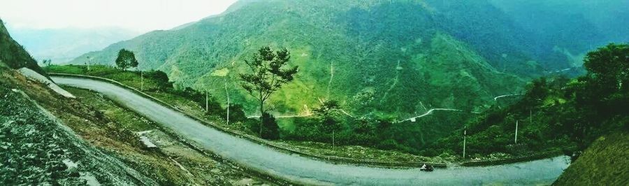 Scenic view of river and mountains