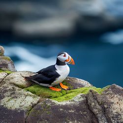 Close-up of bird perching on rock