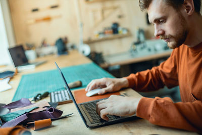 Man working on table