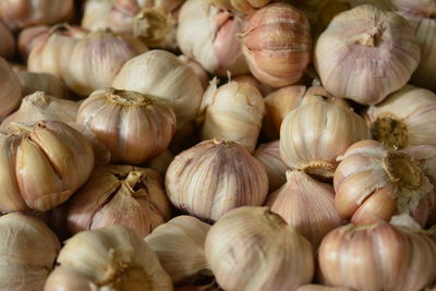 Full frame shot of garlic bulbs for sale in market