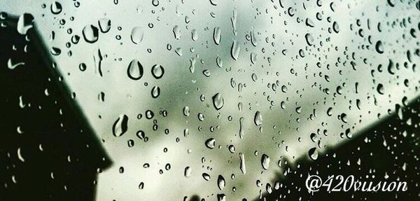 Full frame shot of raindrops on windshield