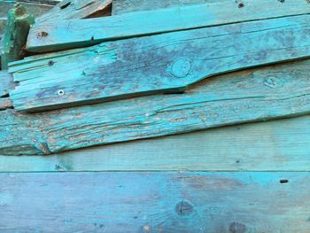 Full frame shot of blue old wooden door