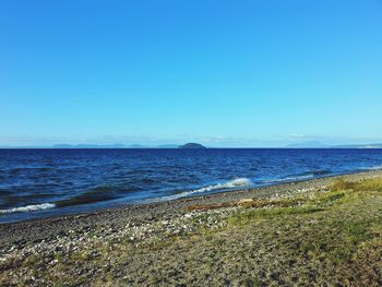 Scenic view of sea against clear sky