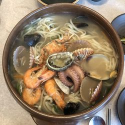 High angle view of food in bowl