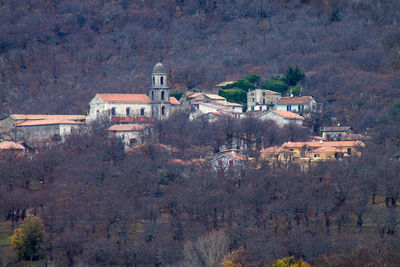 High angle view of buildings in city