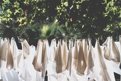 Clothes drying on ropes