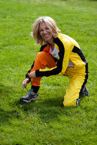 Woman after skydiving