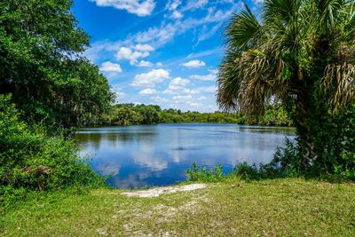 Scenic view of lake against sky