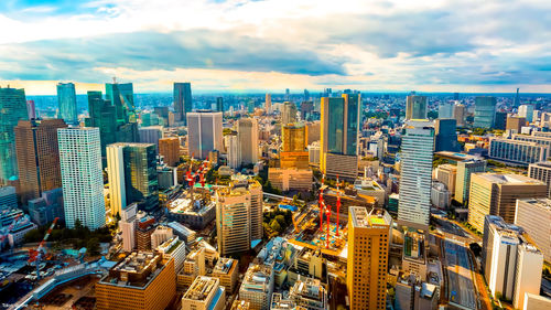 High angle view of cityscape against sky,tokyo,japan