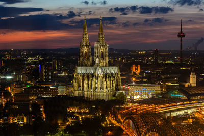 Cologne cathedral at sunset, germany.