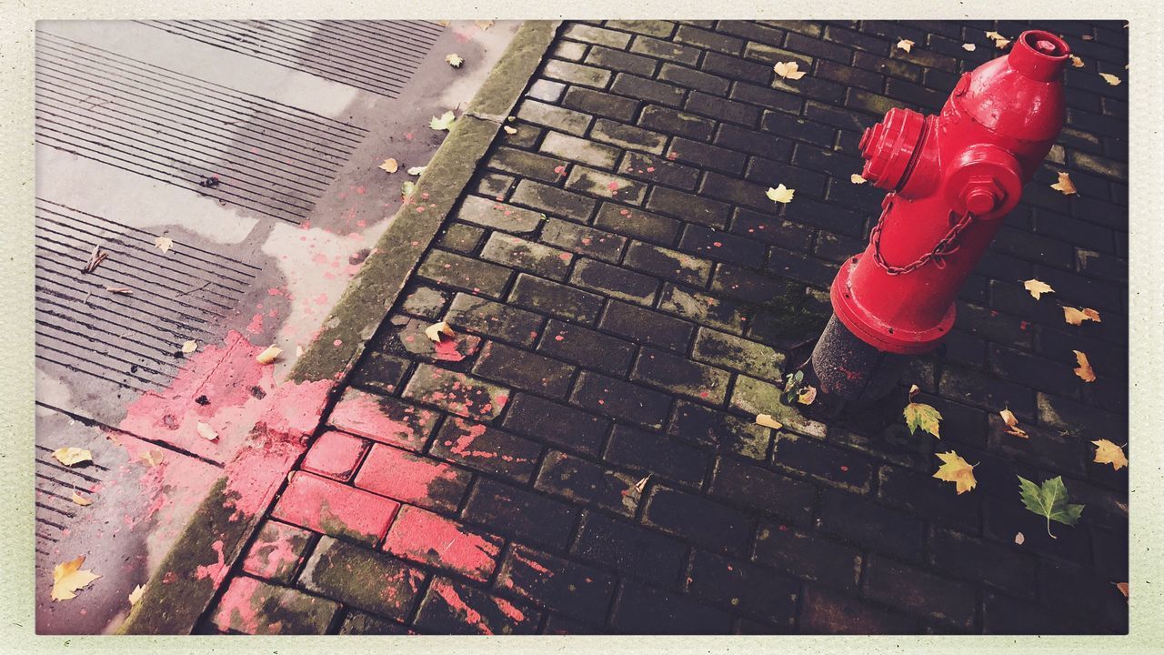 HIGH ANGLE VIEW OF WET STREET