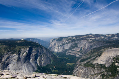 Scenic view of rocky mountains against sky at yosemite national park