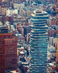 High angle view of buildings in city