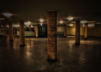 Illuminated columns at night