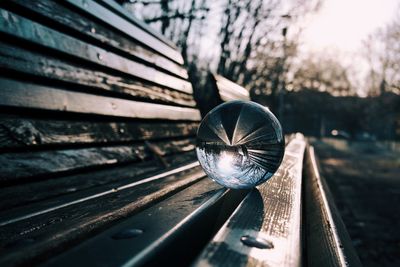 Close-up of old electric lamp on table