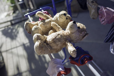 High angle view of stuffed toy on table