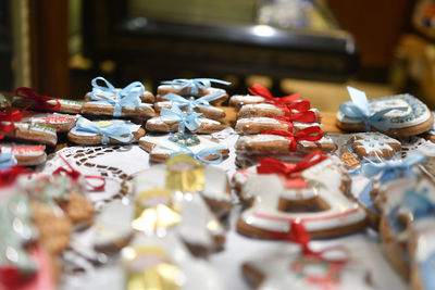 Close-up of candies on table