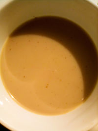 Directly above shot of soup in bowl