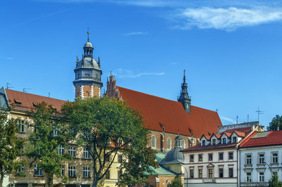 View of corpus christi basilica from wolnica square in krakow, poland