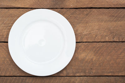 Directly above shot of white plate on table