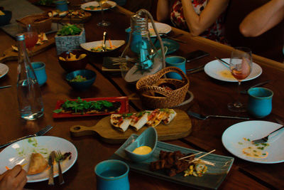 High angle view of food on table