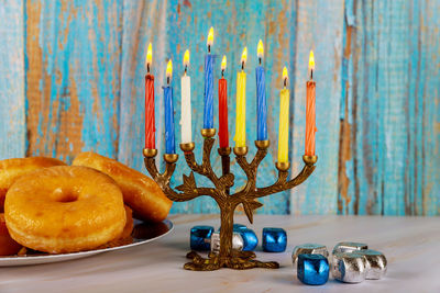 View of candles on table