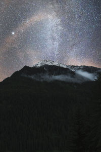 Scenic view of landscape against sky at night