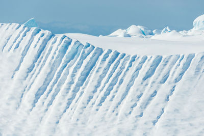 Scenic view of snow covered mountains against sky