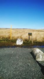 Scenic view of landscape against clear blue sky