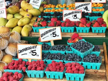 Various fruits for sale at market stall