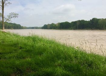 Scenic view of lake against sky