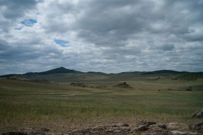 Scenic view of field against sky