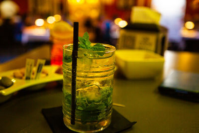 Close-up of drink on table