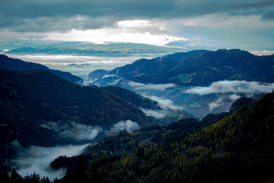 Scenic view of mountains against sky
