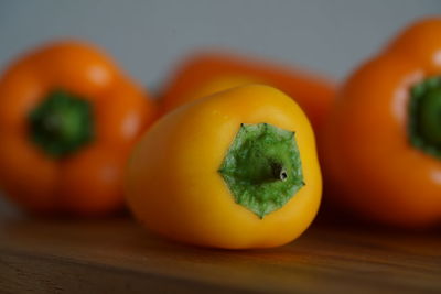 Close-up of orange slices on table