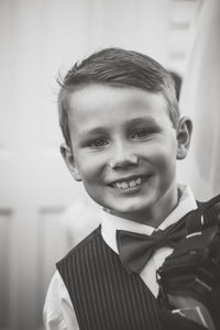 Portrait of smiling page boy at home