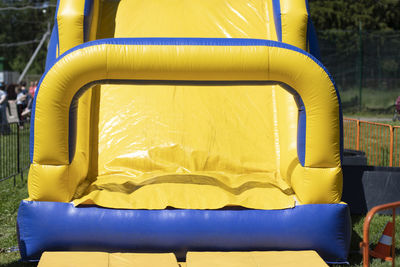 Inflatable playground. obstacle course for entertainment. playground for jumping. without people.