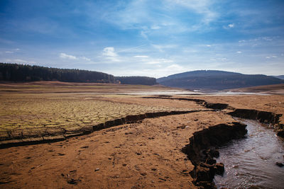 Scenic view of land against sky