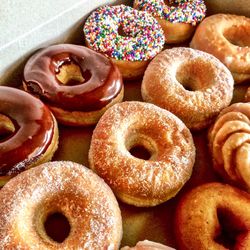 Close-up of donuts