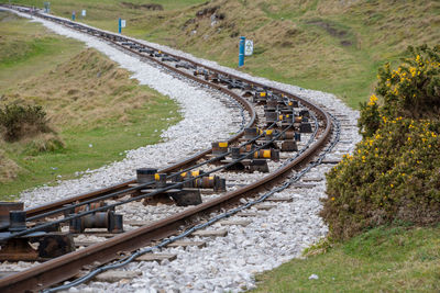 High angle view of railroad tracks