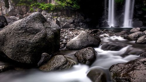 View of waterfall in rocks
