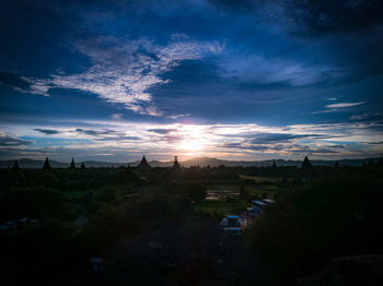 Scenic view of landscape against sky during sunset