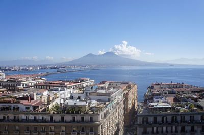 High angle view of city at waterfront