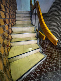 High angle view of empty staircase