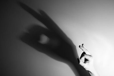 Close-up of hand holding shadow