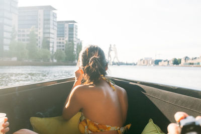 Woman standing in water