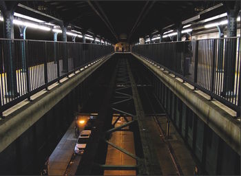 Railroad track at night