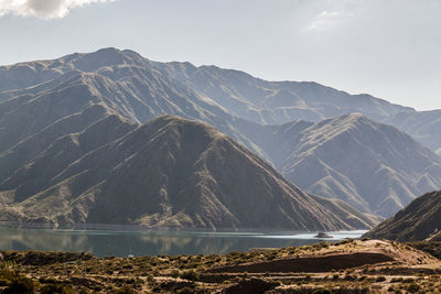 Scenic view of mountain range against sky